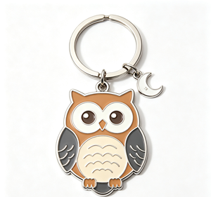 Custom Zinc Alloy Owl Keychain Enamel Metal Key <b>Ring</b> Epoxy Filled Pendant for Gift and Promotion - Product Image 3