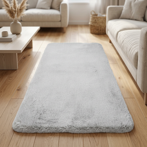 Tapis en fausse fourrure gris tweed, doux et moelleux, antidérapant, décoratif, 60x120 cm - Product Image 1