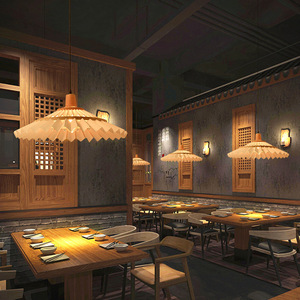 โคมไฟแขวนไม้ไผ่ทรงกลม E27 หลอดไส้ สำหรับห้องนั่งเล่น ห้องนอน สไตล์เซน รูปทรงร่ม - Product Image 3