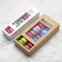 Boîte d'emballage en papier avec fenêtre, logo personnalisé, pvc transparente, pour macarons de dessert