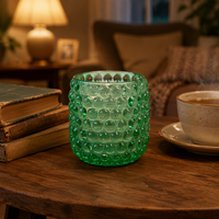 Vente en gros de contenants à bougies en verre transparent à motif ondulé, récipients en verre gaufré pour l'aromathérapie, pot à bougies pour la décoration de la maison