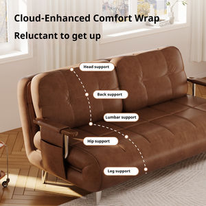 <strong>High</strong> Quality European Luxury Modern Single <strong>Double</strong> Leather Sofa Bed <strong>Small</strong> Size Apartment <strong>Sleeper</strong> Folding Pull Out Sofa Bed - Product Image 3