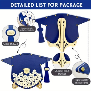 1Pc Houten Drop Top Gastenboek Afstuderen 60 Houten Harten Perfect 2024 College Middelbare School Klas Decoratie Afstuderen - Product Image 5