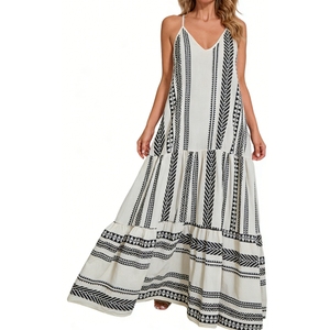 Vestido Maxi Halter con Estampado Geométrico Bohemio para <span class=keywords><strong>Mujer</strong></span>, Sin Mangas, con Volantes, para Vacaciones en la Playa, Moda Femenina - Product Image 5