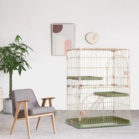 Kinghotpet — cage à chat en métal 84x61x110cm, maison à 2 niveaux, nid d'intérieur et d'extérieur, grand espace, pour le domicile et le corps des chats