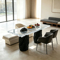 Base de table en fibre de verre de forme rocheuse, style antique traditionnel, avec un design artisanal durable et écologique, pour usage commercial et salons.