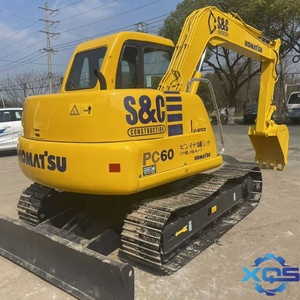 Mini-excavatrice Komatsu PC60 de 6 tonnes d'occasion, machine de construction sur chenilles hydraulique, pelle de terrassement, pompe PLC, roulement, boîte de vitesses, moteur - Product Image 2