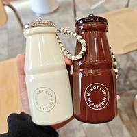 Nouvelle gourde isotherme portable en acier inoxydable pour enfants, mignonne tasse à lait pour enfants avec corde, cadeau idéal pour filles