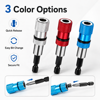 Adaptateur de porte-embouts à visser à verrouillage automatique avec pointe magnétique et barre d'extension à queue hexagonale en acier à dégagement rapide pour outils électriques