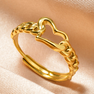 <b>Fashion</b> Simple Jewelry <b>Rings</b> 18K Gold Plated Stainless Steel Design Open Adjustable Size <b>Rings</b> <b>Women</b> - Product Image 4