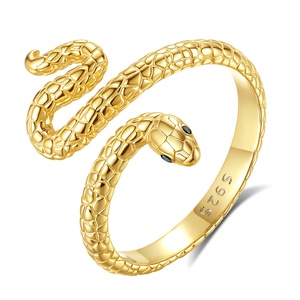 Offre Spéciale bijoux de mode en argent sterling 925 plaqué or 18 carats ouvert taille réglable conception de serpent bagues pour femmes ou hommes - Product Image 1