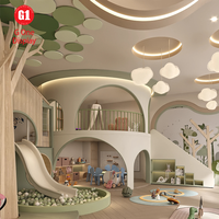 Design d'intérieur créatif pour restaurant pour enfants en bois, mobilier de terrain de jeux personnalisé, décoration de meubles pour enfants