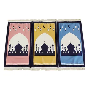 Cartoon Moslim Islamitische Kinderen Gebed Mat Draagbare Gebed Mat Padded Kids Gebedskleed Voor Ramadan Geschenken