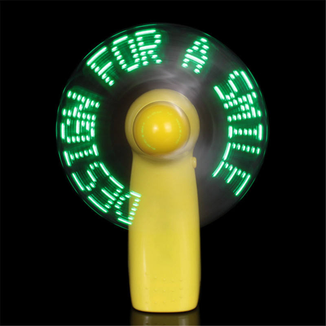 Logo Customizable Three-Speed Car Compatible Mini Portable USB Rechargeable Programmable LED Message Handheld Fan