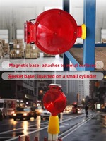 JZCN XTB-01 Lampe de signalisation routière solaire extérieure en plastique, rechargeable par énergie solaire, LED à lumière constante pour chantier de construction nocturne