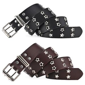 Cinturón de Cuero PU Personalizado con Estrellas Estilo Y2K, Moderno, para Hombre y Mujer, Estilo Harajuku Gótico, con Doble Hilera de Ojales de Estrella, para Jeans - Product Image 4
