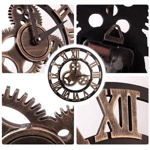 Grande Loft industriale in metallo nuovo Design vecchio stile Vintage antico grande <span class=keywords><strong>orologio</strong></span> <span class=keywords><strong>da</strong></span> <span class=keywords><strong>parete</strong></span> meccanico in plastica con ingranaggi - Product Image 6
