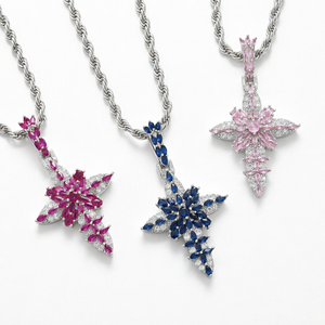 Collier pendentif croix XH avec zircon coloré, chaîne en corde, bijoux unisexe hip-hop pour les fêtes - Product Image 1
