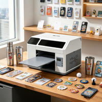 Reeleyin Full-Automatic Multifunction UV Inkjet Printer 2 Heads 6 Colors for Industrial Label Sticker Printing Hard Surfaces