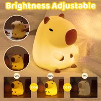Lampe de nuit en silicone mignonne en forme de capybara, lampe de chevet pour chambre d'enfant, rechargeable, cadeaux de capybara pour les filles, lampe de nuit pour enfants, lampe de cochon d'eau, cadeau