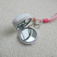 Miroir de maquillage rond Winway Jewelry avec chaîne, porte-clés compact pour sac à main, cadeau de voyage, miroir en peluche