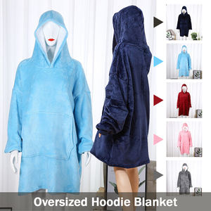 A141 Custom Oversized <strong>Hoodie</strong> Women <strong>Men</strong> <strong>Snuggle</strong> Sherpa Fleece Blanket Wholesale Warm Sweatshirt Adult Hooded Blanket with Sleeves - Product Image 2