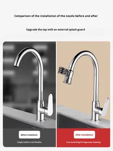 Rallonge de robinet de cuisine moderne à trou unique Rallonge télescopique pour évier Connecteur d'eau anti-éclaboussures Aérateurs universels - Product Image 2