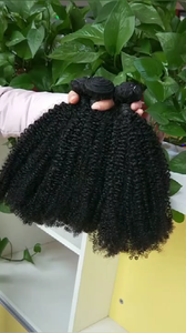 Cabello peludo color natural afro rizado cutícula alineada virgen visón brasileño virgen paquetes de cabello humano proveedor paquetes de tejido - Product Image 4