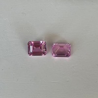 Saphir rose Sakura poli, biseauté, rectangulaire, taillé, pierre brute, taille émeraude, pierre précieuse synthétique, saphir rose clair