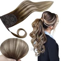 Cheveux tressés en gros Extension de perruque queue de cheval ondulée naturelle Cheveux queue de cheval synthétique blond ombré sans flamme résistant à la chaleur