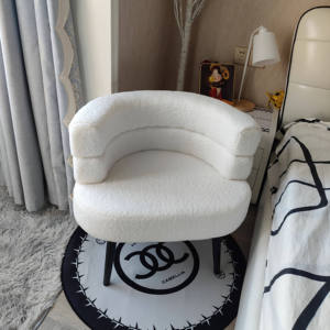 Silla de Maquillaje Moderna y Cómoda con Cojín Grueso de Sherpa, Silla Duradera para Sala de Estar, Vestíbulo de Hotel - Product Image 5