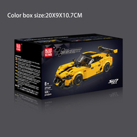 MOULD KING 27149 Supercar Cabriolet Jaune en Briques de Construction, Véhicule de Course avec Boîte de Présentation, Briques MOC, Jouets pour Garçons, Cadeau