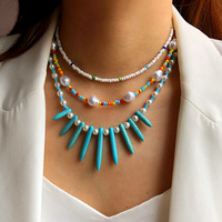 Bijoux d'été bohème ras du cou vintage fleur oeil perles d'eau douce collier de perles pour femmes filles