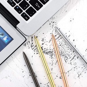 Bolígrafo de tinta negra con giro de Metal para estudiantes y profesores, bolígrafo metálico delgado de escritura, suministros de oficina y escuela para el hogar - Product Image 2