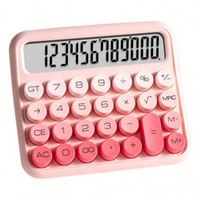Calculadora Científica Mecánica con Pantalla LCD Grande de 12 Dígitos, Color Rosa, con Batería AAA, para Estudiantes