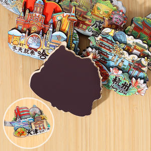 Réfrigérateur de ville à aimant stéréo 3D à trois couches de conception moderne Logo commémoratif d'attraction touristique chinoise en résine époxy en bois d'origine - Product Image 4