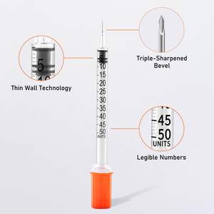 Jeringa de Insulina Naranja Desechable de Grado Médico de Fábrica de 1 ml, 0.5 ml, 0.3 ml, 31 g para Diabéticos con Aguja Fija - Product Image 2