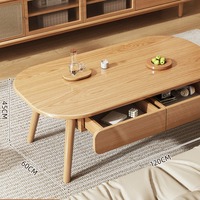 Table basse/à thé moderne minimaliste en bois massif avec rangement, design durable pour salon et petits appartements, nouveau modèle 2026