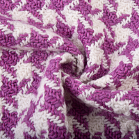 Tissu jacquard tricoté épais à carreaux pied-de-poule rose et blanc, fil teint, pour pull, manteau et robe automne-hiver
