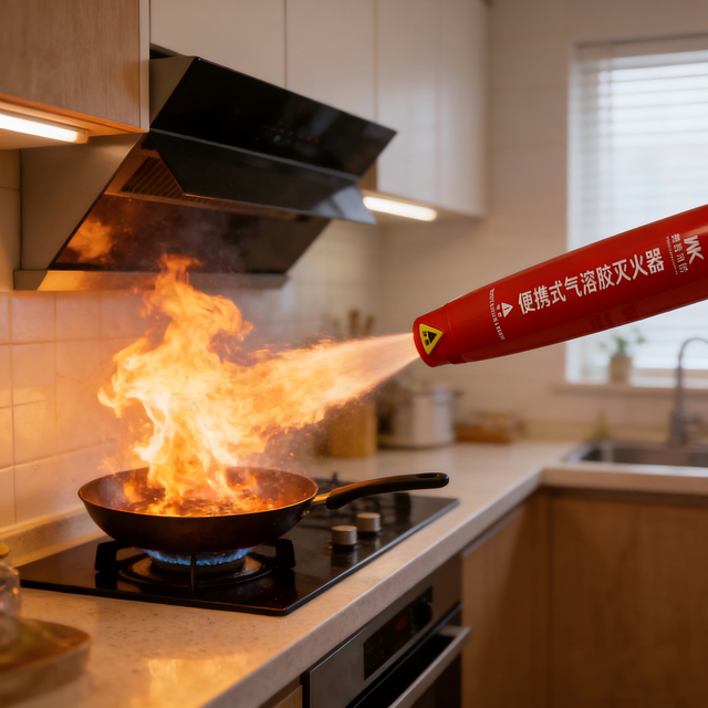 Light Portable 45g Aerosol Fire Suppression Mini Handheld Fire Extinguisher with 13B 5F Rating 3M Effective Distance for Kitchen