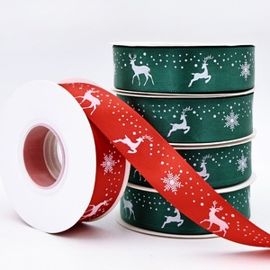 Custom Christmas Printed Satin <b>Ribbon</b> Personalized Logo For Holiday Gift Wrapping - Product Image 4