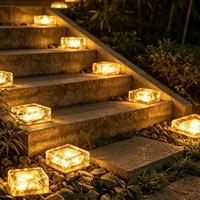 Lampes solaires décoratives pour jardin et cour, résistantes à l'eau, éclairage extérieur pour patio, lampe solaire LED en forme de brique de glace, lampadaire solaire