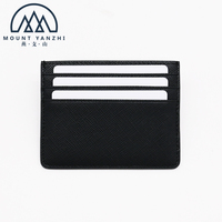 Dompet ramping anti-RFID berbahan kulit saffiano asli, dengan logo cetak khusus mewah dan modis dari Mount Yanzhi, tempat kartu kredit.
