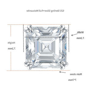 Boucles d'oreilles tendance en argent pour femme avec pierres en silicone et moissanite taille émeraude, idéales pour les bijoux hip-hop et les anniversaires - Product Image 2