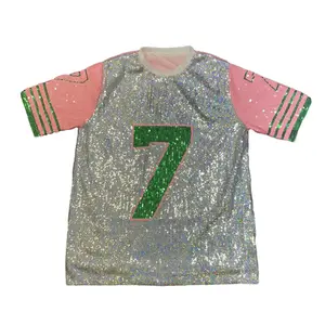 Custom Summer Letter Embroidery Club Casual Pink Sequin Shirt Dress