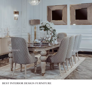 Cao cấp phòng ăn đồ nội thất chạm khắc chân gỗ cổ bàn ăn đặt 10 chỗ ngồi nhà hàng nhân tạo bằng đá cẩm thạch bàn ăn - Product Image 2