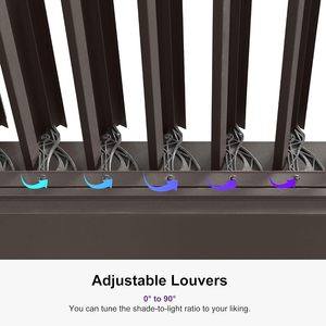 Pergola Bioclimatica da Esterno con Tetto Rigido, Gazebo Parasole con Tenda Regolabile, Tetto Retrattile in Alluminio per Patio - Product Image 5