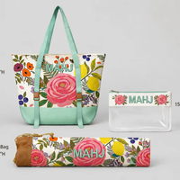 Ensemble de sacs de Mahjong américain 3 pièces en toile brodée, organisateur de rangement portable pour Mahjong, étui de transport 16oz