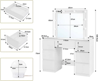 Coiffeuse blanche simple avec miroir éclairé E1 Bois d'ingénierie solide et durable pour la chambre ou la salle de bain