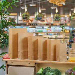 Sacs d'emballage en papier kraft pour plats à emporter, papier enduit imperméable et résistant à l'huile pour les noix et les graines - Product Image 2